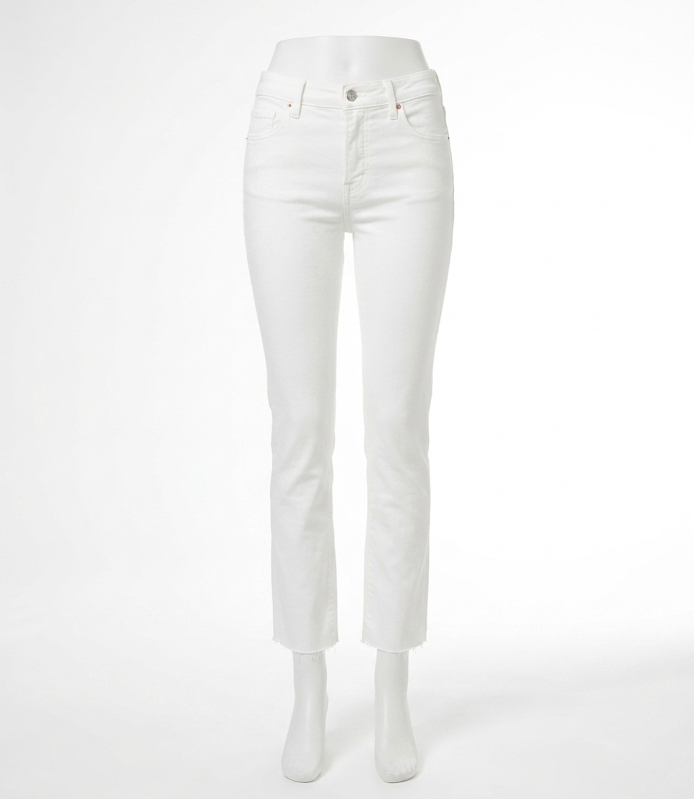 NEW KAREN KANE raw hem straight jeans in off white